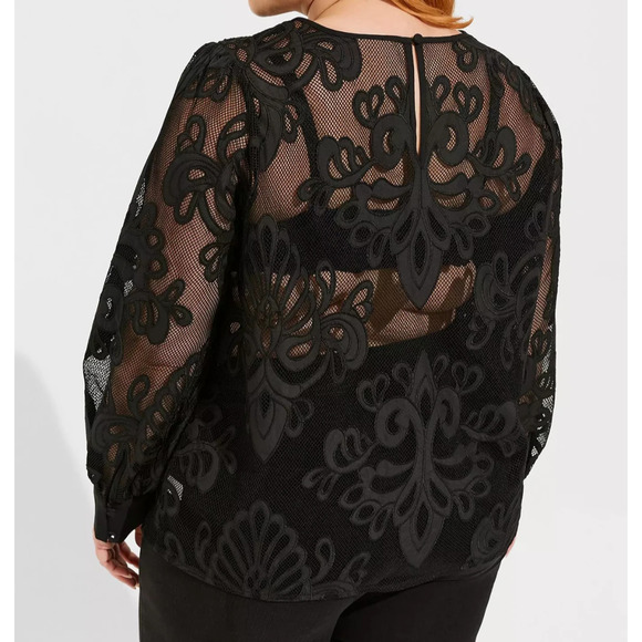 Torrid Mesh Embroidery Long Sleeve Top Plus Size 4 4X Witchy Grunge Whimsigoth - Picture 10 of 14